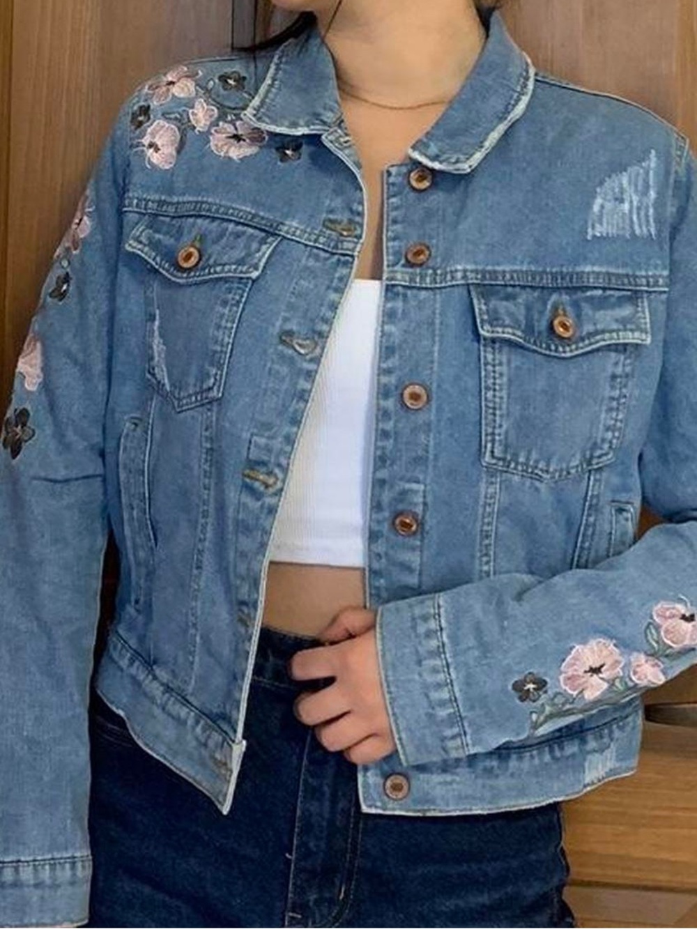 Jean Jacket with floral detailing
